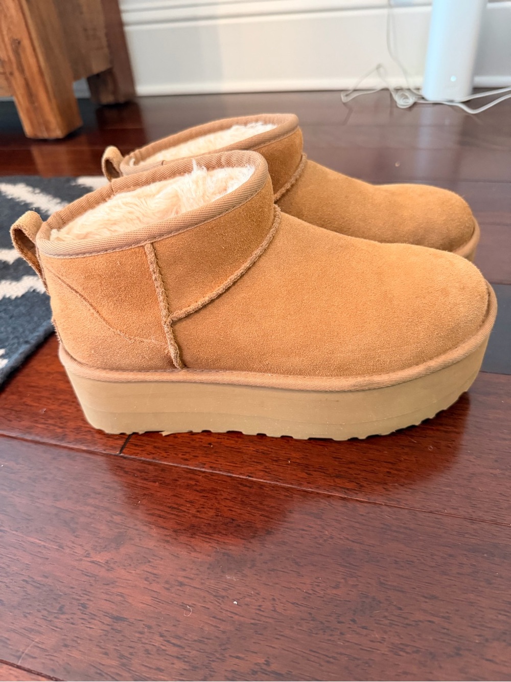 UGG Chestnut Suede Platform Low Ankle Slippers